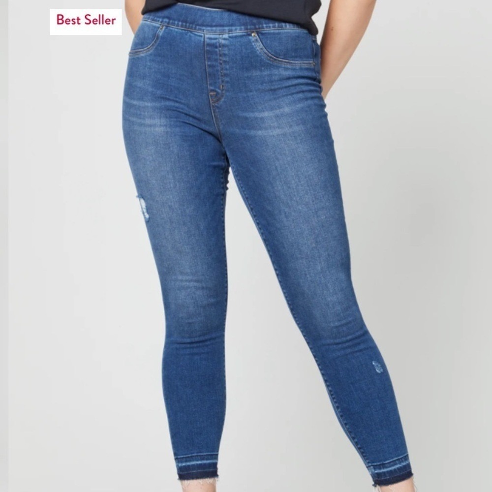 Spanx Ankle Skinny Jean-ish‎ Leggings Distressed Indigo 20203R Women's Small